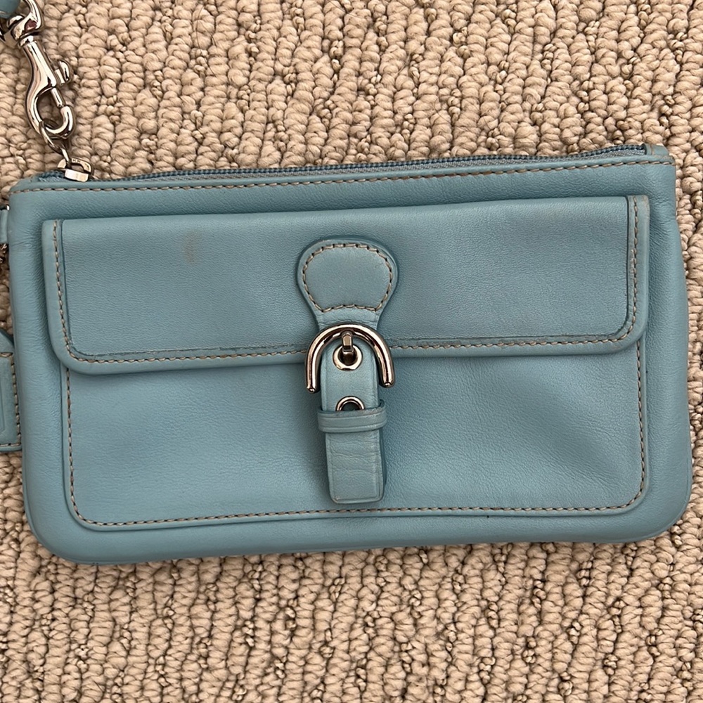 Light Blue Coach Wristlet